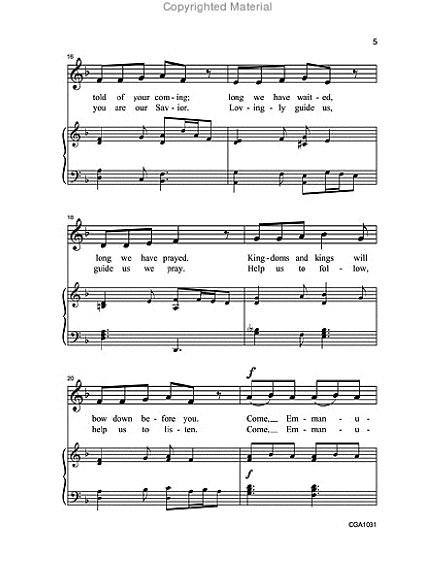 Come, Come Emmanuel Unison Choir scores gallery preview page 4