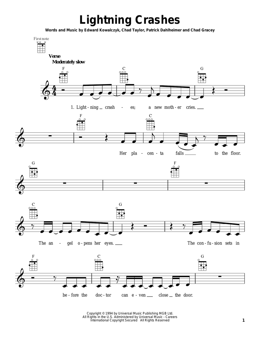 Lightning Crashes Ukulele scores gallery preview page 1