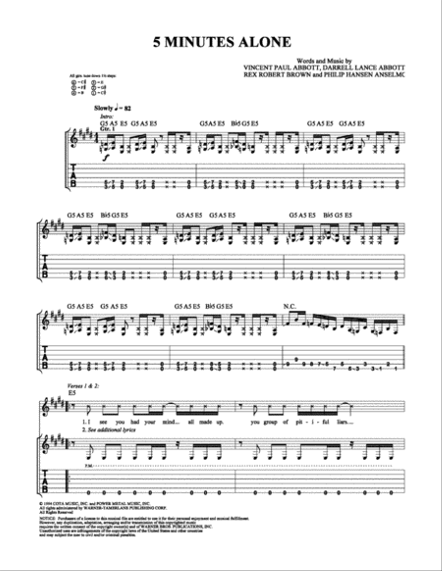 5 Minutes Alone 5 Minutes Alone Electric Guitar scores gallery preview page 1