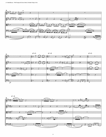 Prelude 05 from Well-Tempered Clavier, Book 2 (String Quintet) image number null