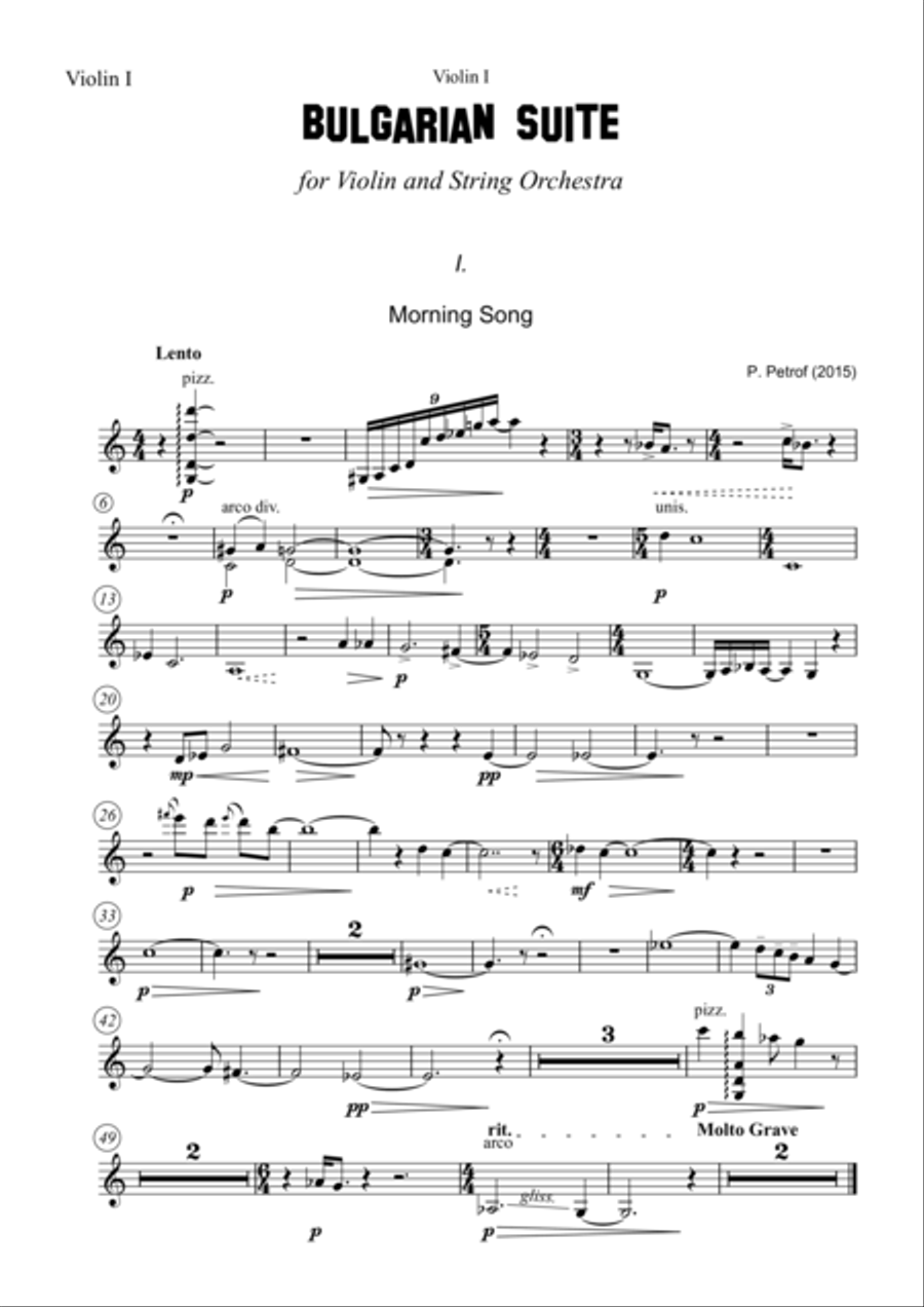 Bulgarian Suite for Violin and 13 Strings - Violin solo part Violin Solo scores gallery preview page 1