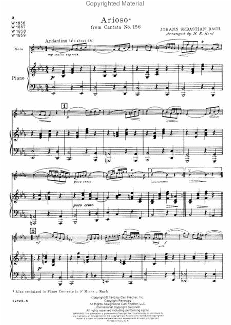 Arioso From 'Cantata No. 156' Baritone Horn scores gallery preview page 2