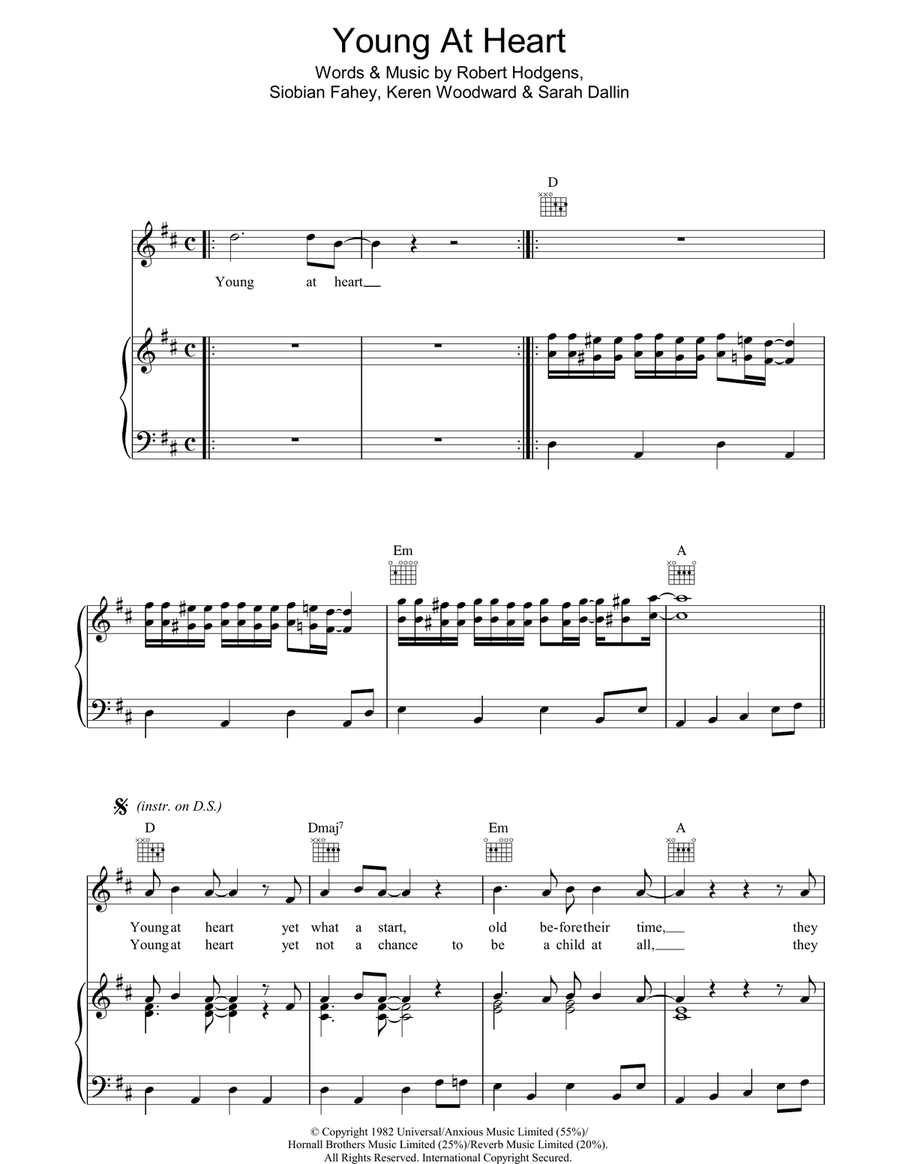 Young At Heart Young At Heart Piano, Vocal, Guitar scores gallery preview page 1
