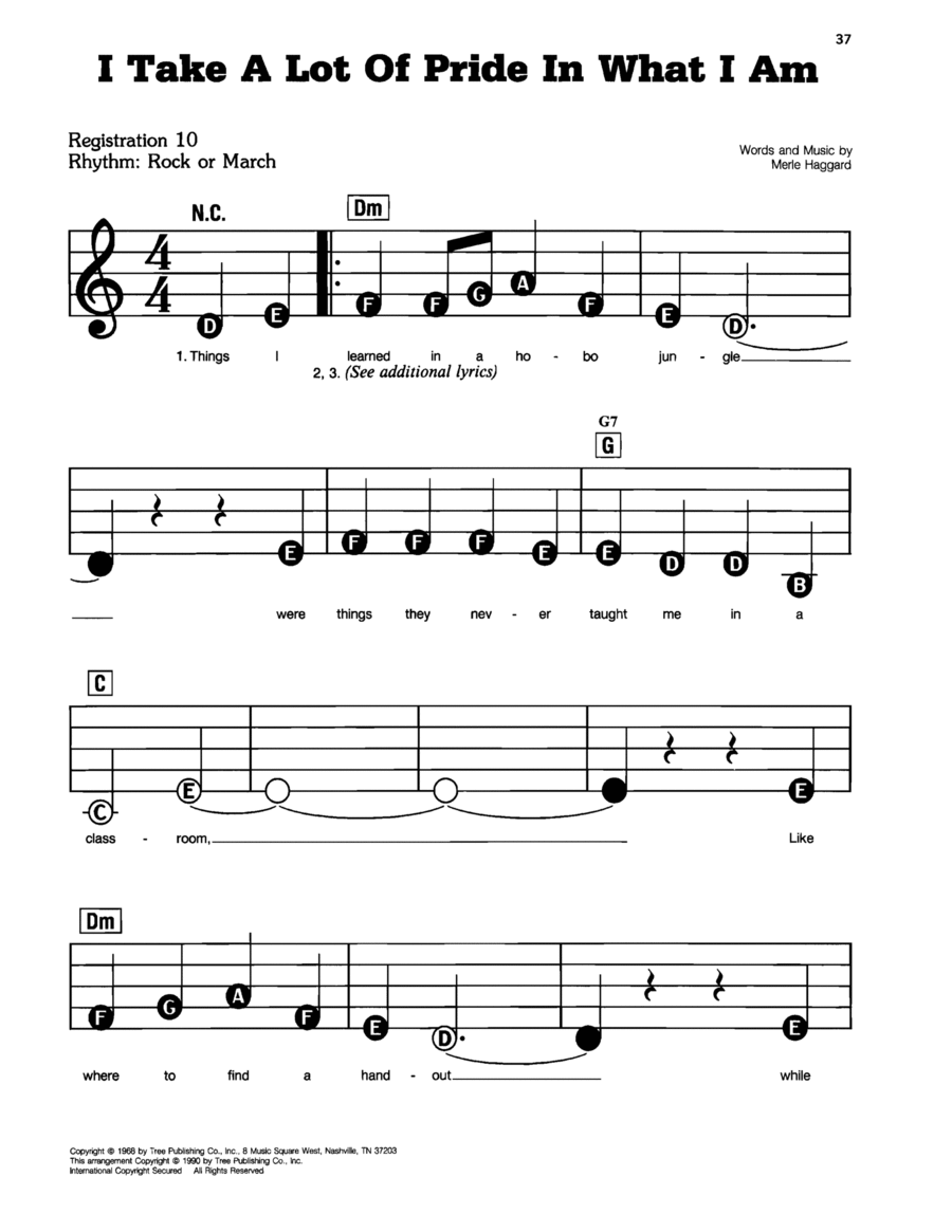 I Take A Lot Of Pride In What I Am Easy Piano scores gallery preview page 1