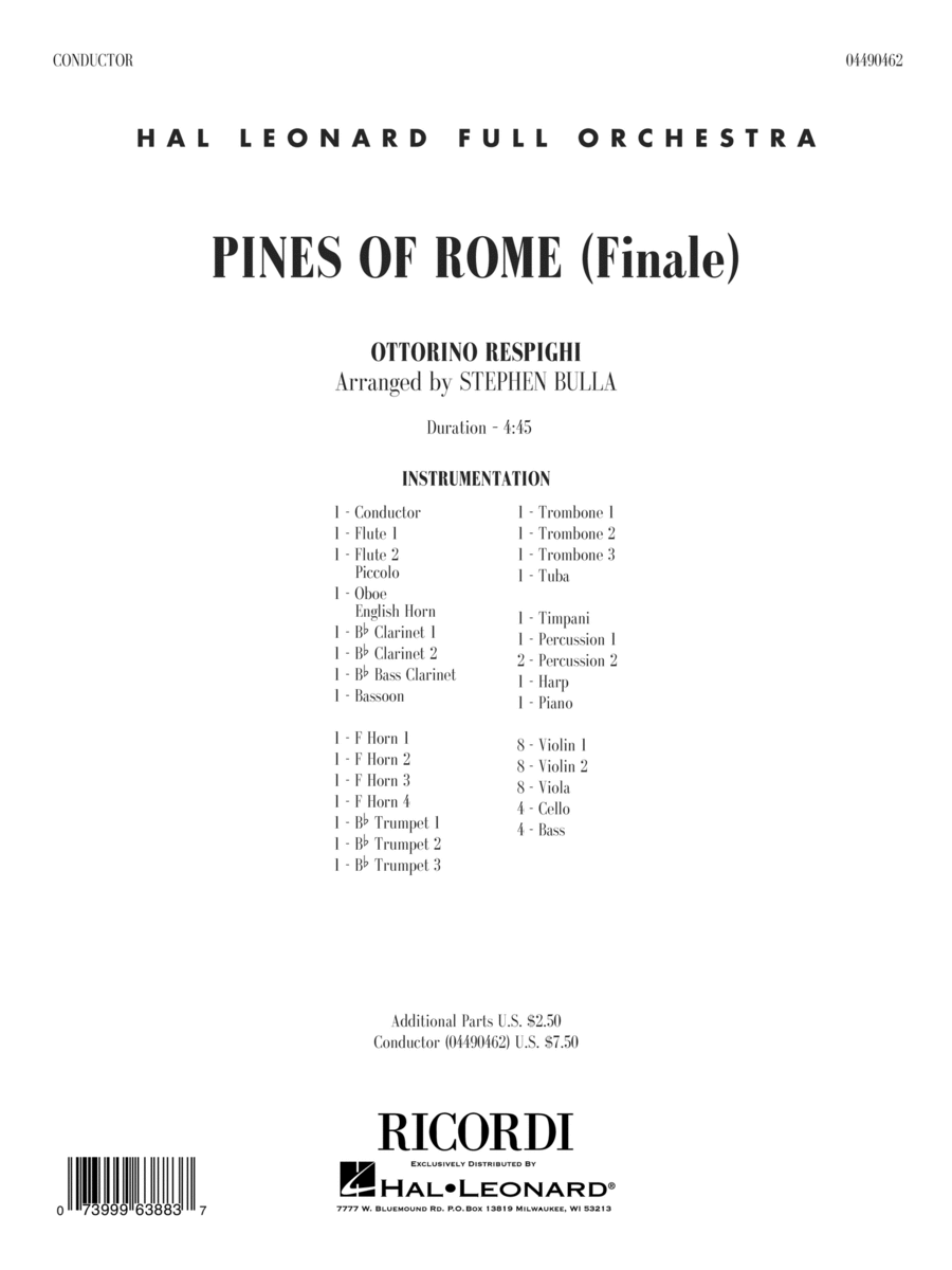 Book cover for The Pines of Rome (Finale) (arr. Stephen Bulla) - Full Score