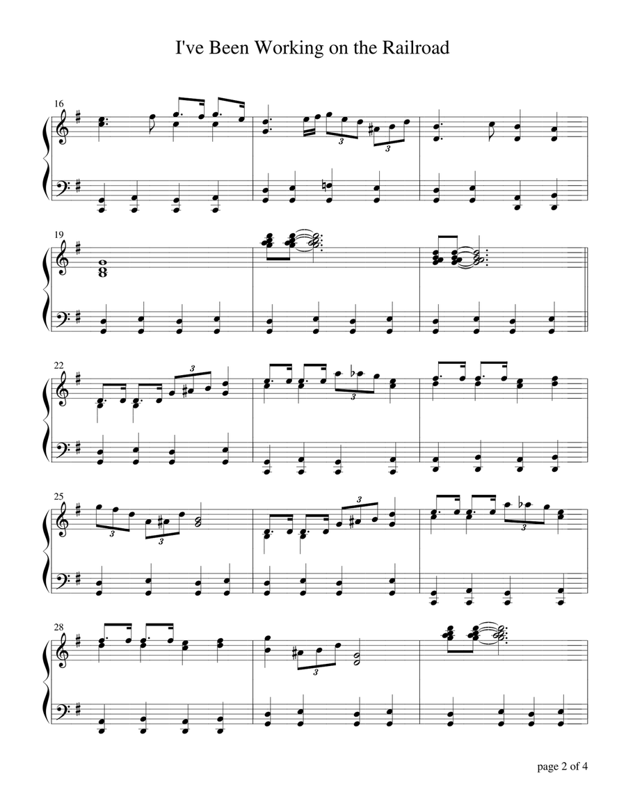 I've Been Working on the Railroad Piano Solo scores gallery preview page 2