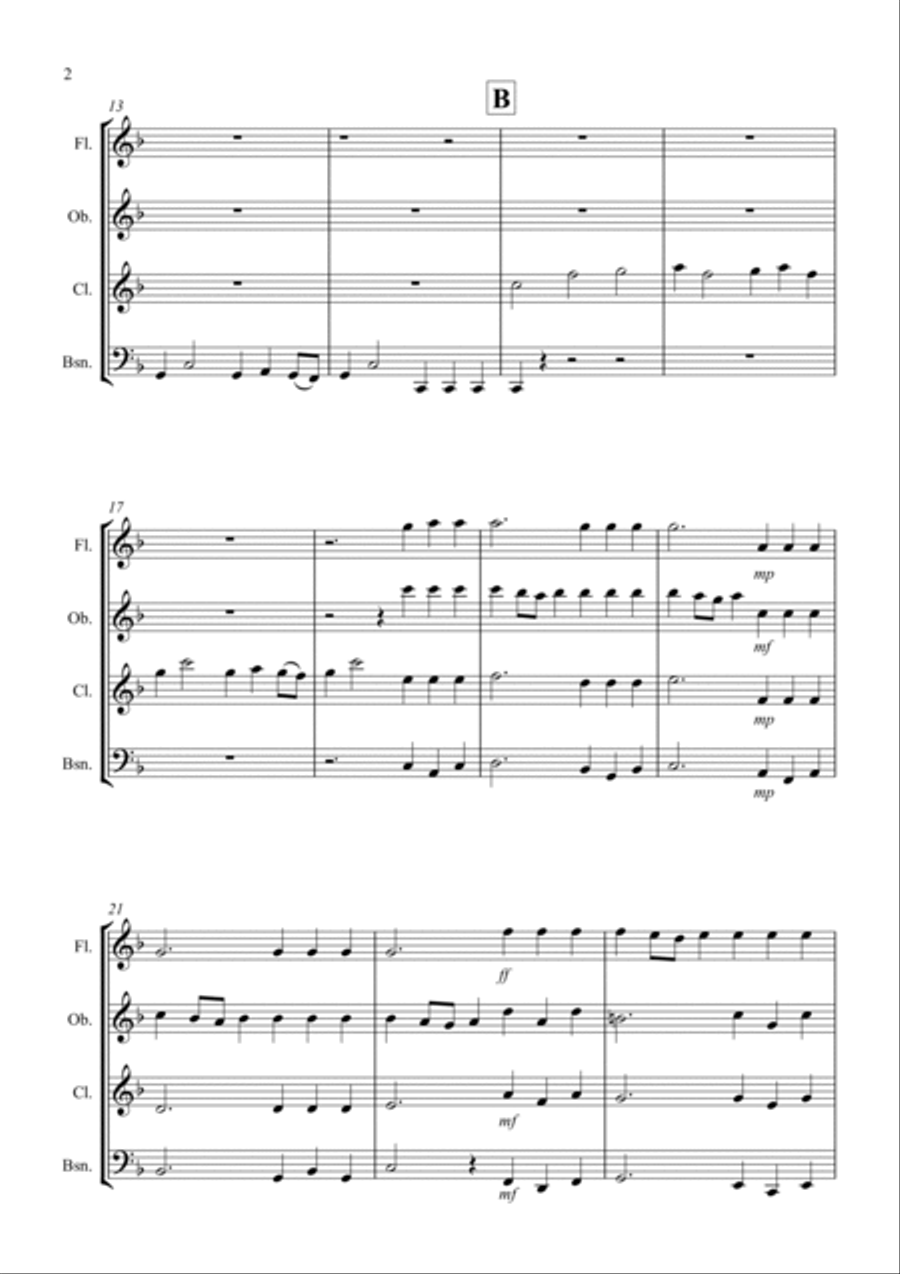 Hornpipe from Handel's Water Music for Wind Quartet Woodwind Quartet scores gallery preview page 2