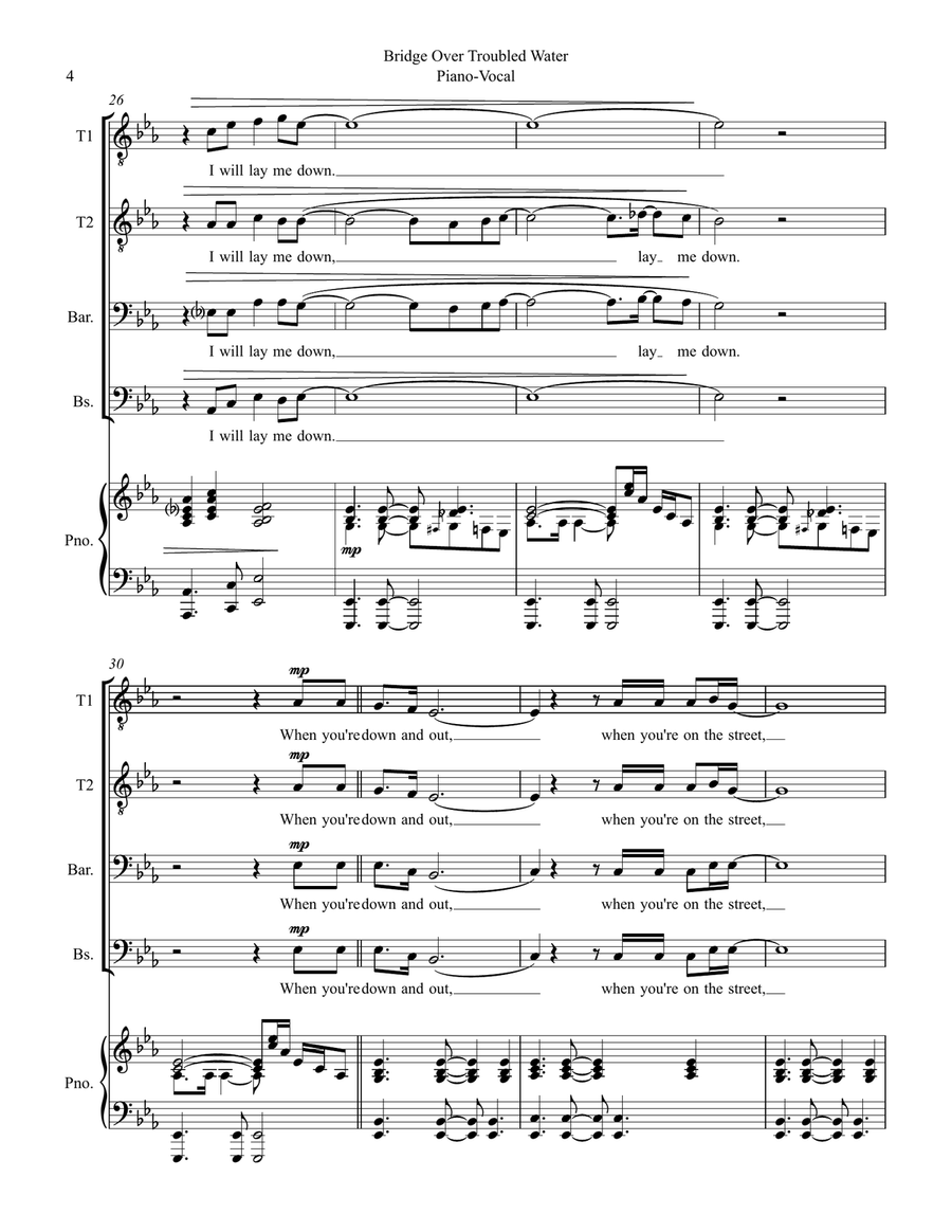 Bridge Over Troubled Water TTBB scores gallery preview page 4