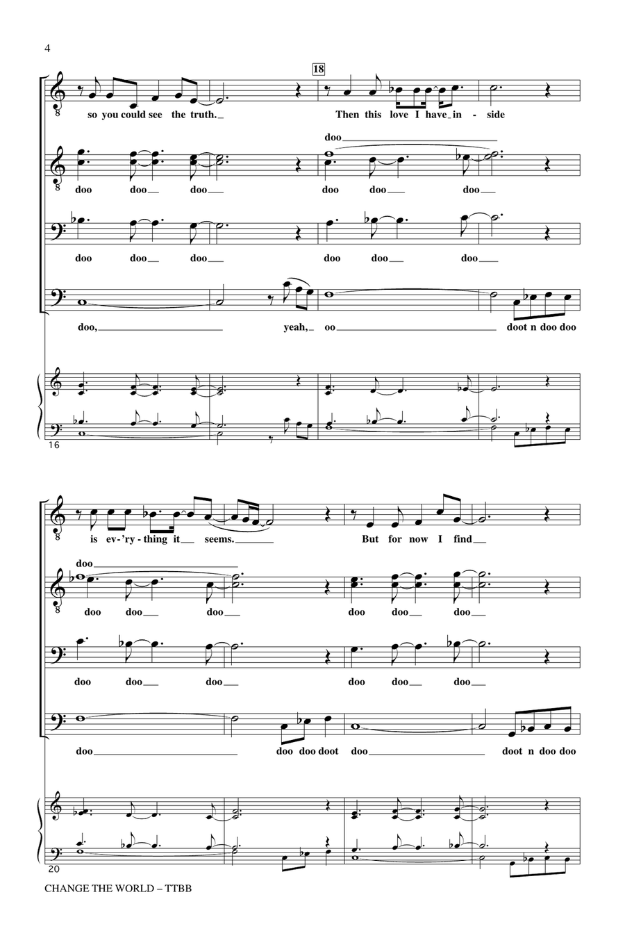 Change The World (arr. Mac Huff) TTBB scores gallery preview page 3