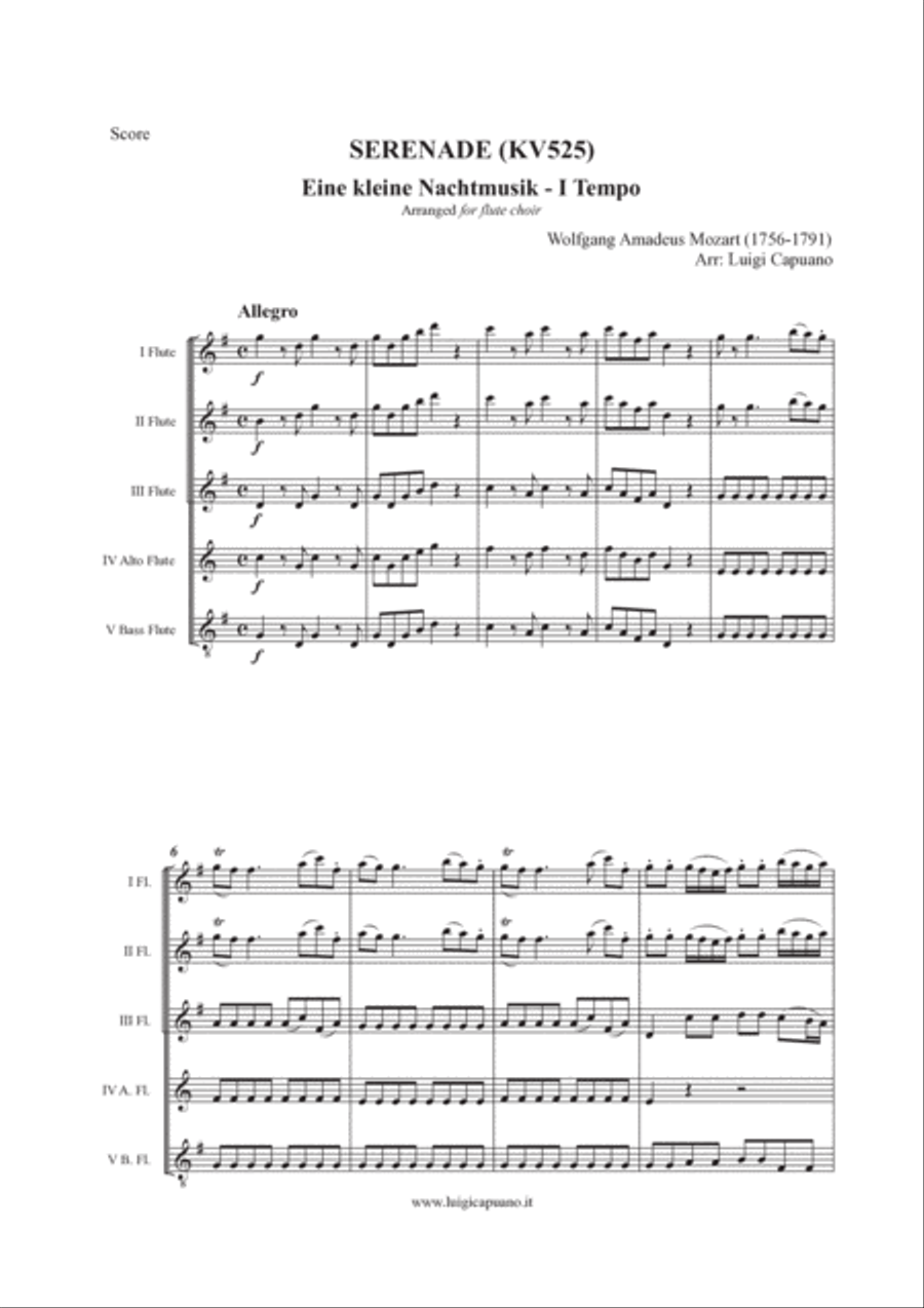 W.A. Mozart: Eine Kleine Nachtmusik K. 525 I Tempo (Flute choir) Flute Choir scores gallery preview page 3