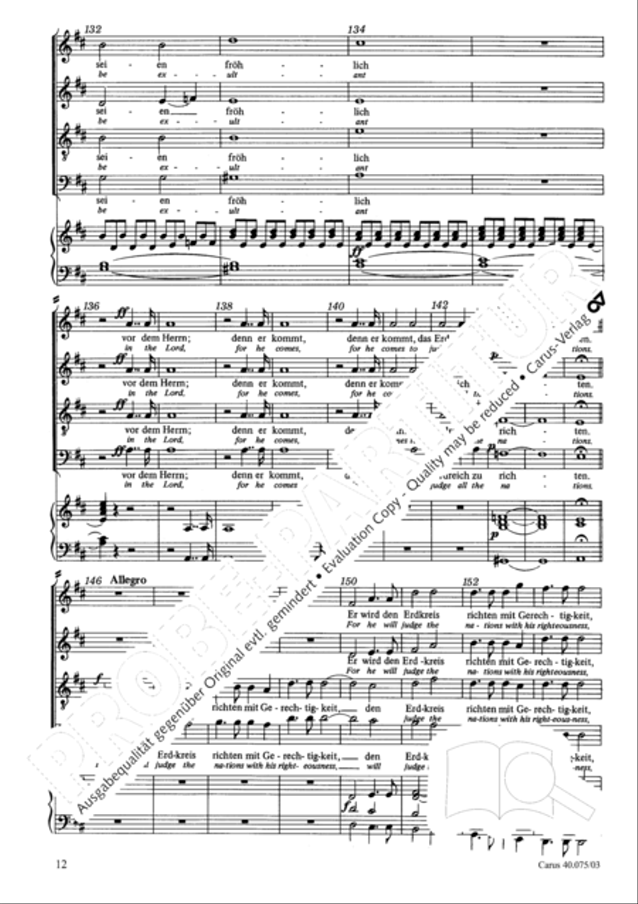 Psalm 98 (Der 98. Psalm) Psalm 98 (Der 98. Psalm) 4-Part scores gallery preview page 13