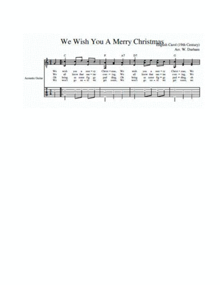We Wish You a Merry Christmas - for fingerstyle guitar - tab & notation (easy)