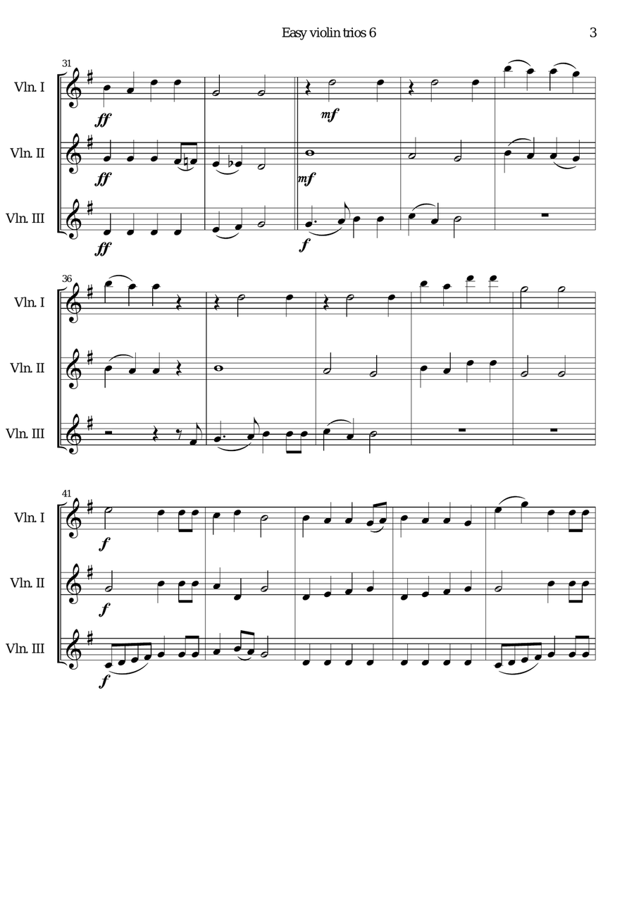 Donkey Riding for violin trio Violin Solo scores gallery preview page 3