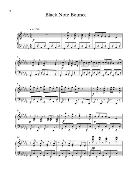 Black Note Bounce for piano solo (intermediate) image number null