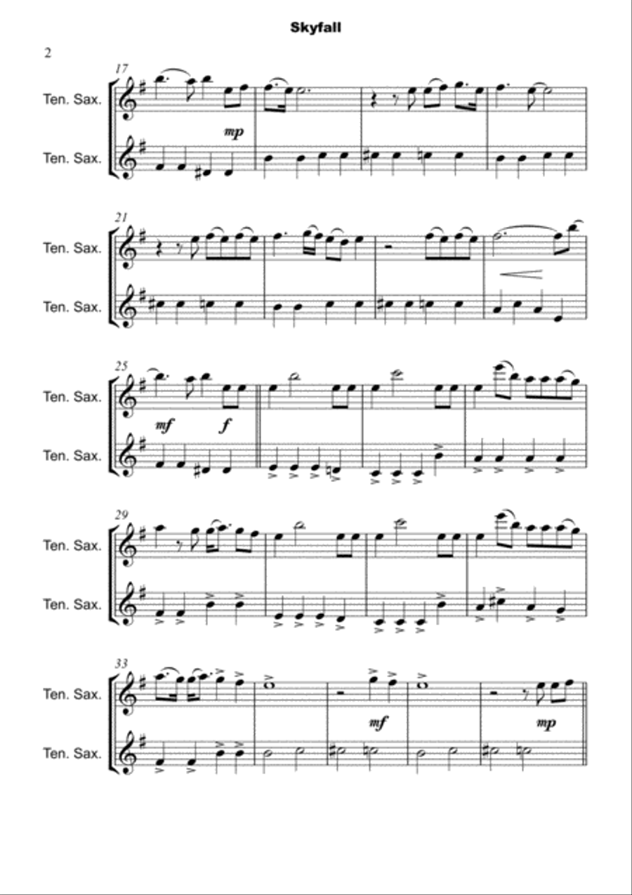 Skyfall Woodwind Duet scores gallery preview page 3