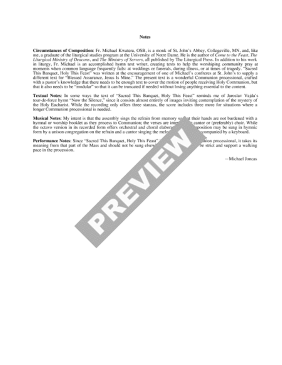 Sacred This Banquet, Holy Our Feast - Full Score and parts 4-Part scores gallery preview page 2