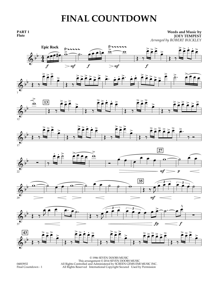 Final Countdown - Pt.1 - Flute Concert Band scores gallery preview page 1