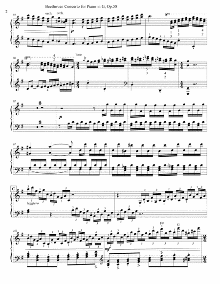 Concertos for Five Beethoven Piano Concerto in G maj, 1st mvnt, arr for String Quartet Piano part on image number null