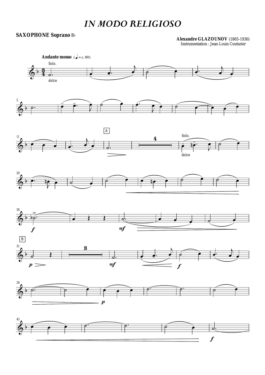 IN MODO RELIGIOSO for Saxophone Quartet Saxophone Quartet scores gallery preview page 5