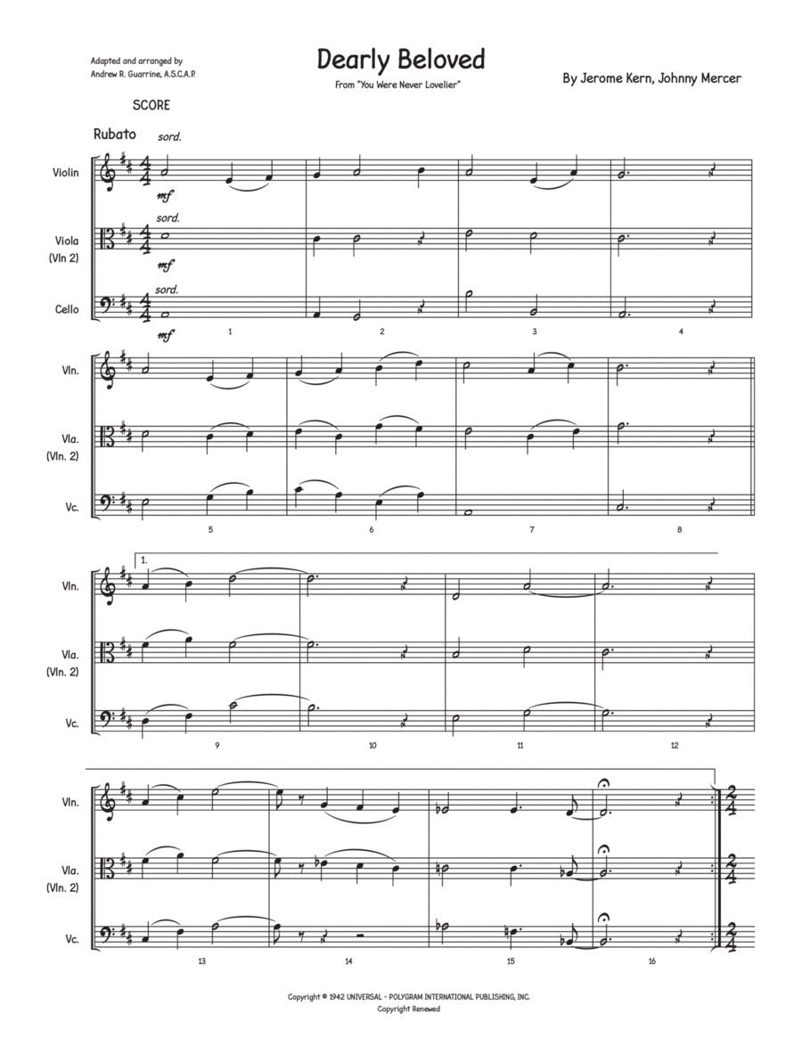 Dearly Beloved String Trio scores gallery preview page 1
