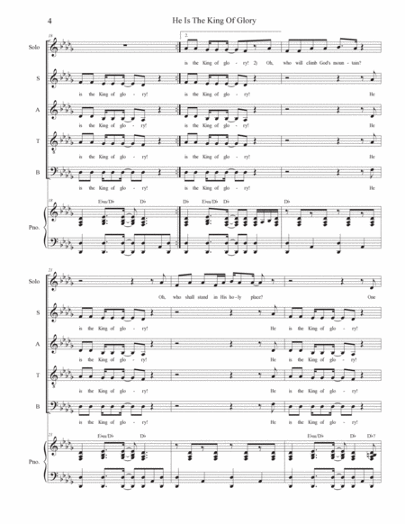He Is The King Of Glory (Solo with Vocal Quartet - (SATB) image number null