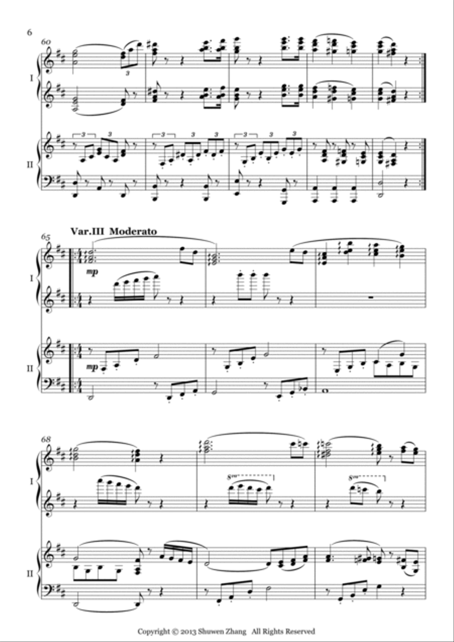 Variations on a theme by Mozart (for two pianos) Piano Solo scores gallery preview page 6