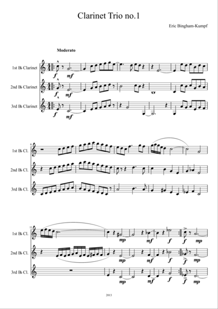 Clarinet Trio No. 1 Clarinet Trio scores gallery preview page 1