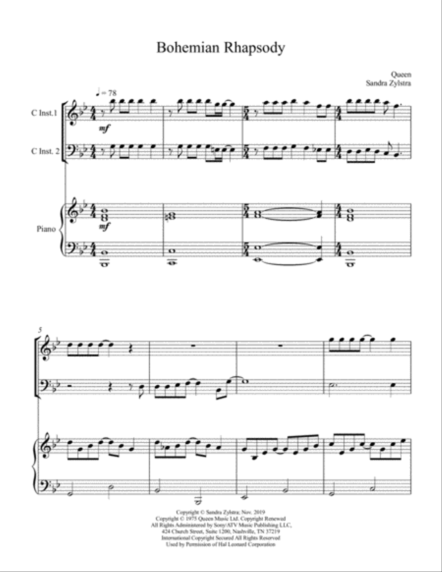 Bohemian Rhapsody Piano scores gallery preview page 2