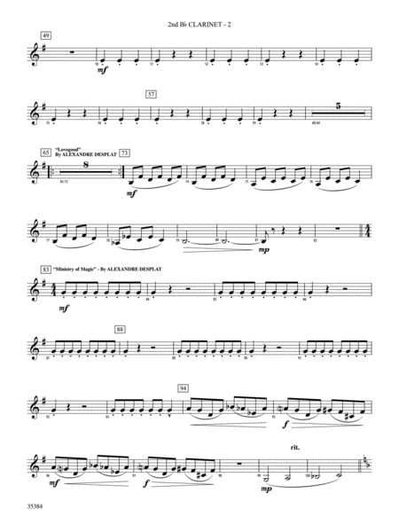 Harry Potter and the Deathly Hallows, Part 1, Selections from: 2nd B-flat Clarinet