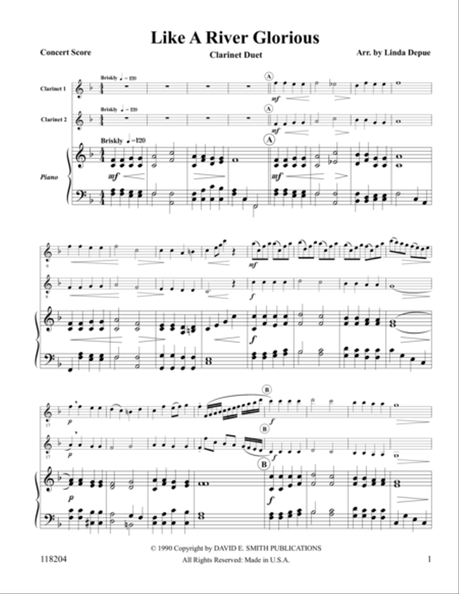 Like A River Glorious Clarinet Duet scores gallery preview page 1
