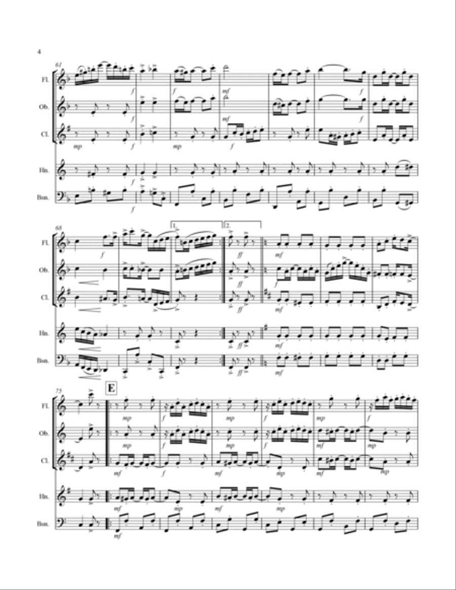 Joplin - “The Entertainer” (for Woodwind Quintet) Woodwind Quintet scores gallery preview page 5