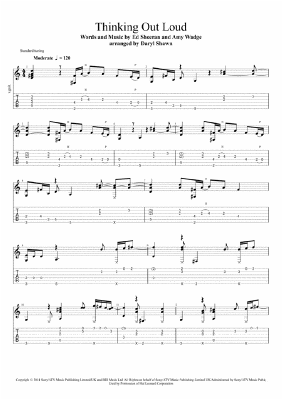 Thinking Out Loud Electric Guitar scores gallery preview page 1