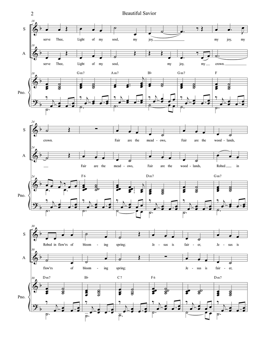 Beautiful Savior (Duet for Soprano and Alto Solo) Alto Voice scores gallery preview page 2