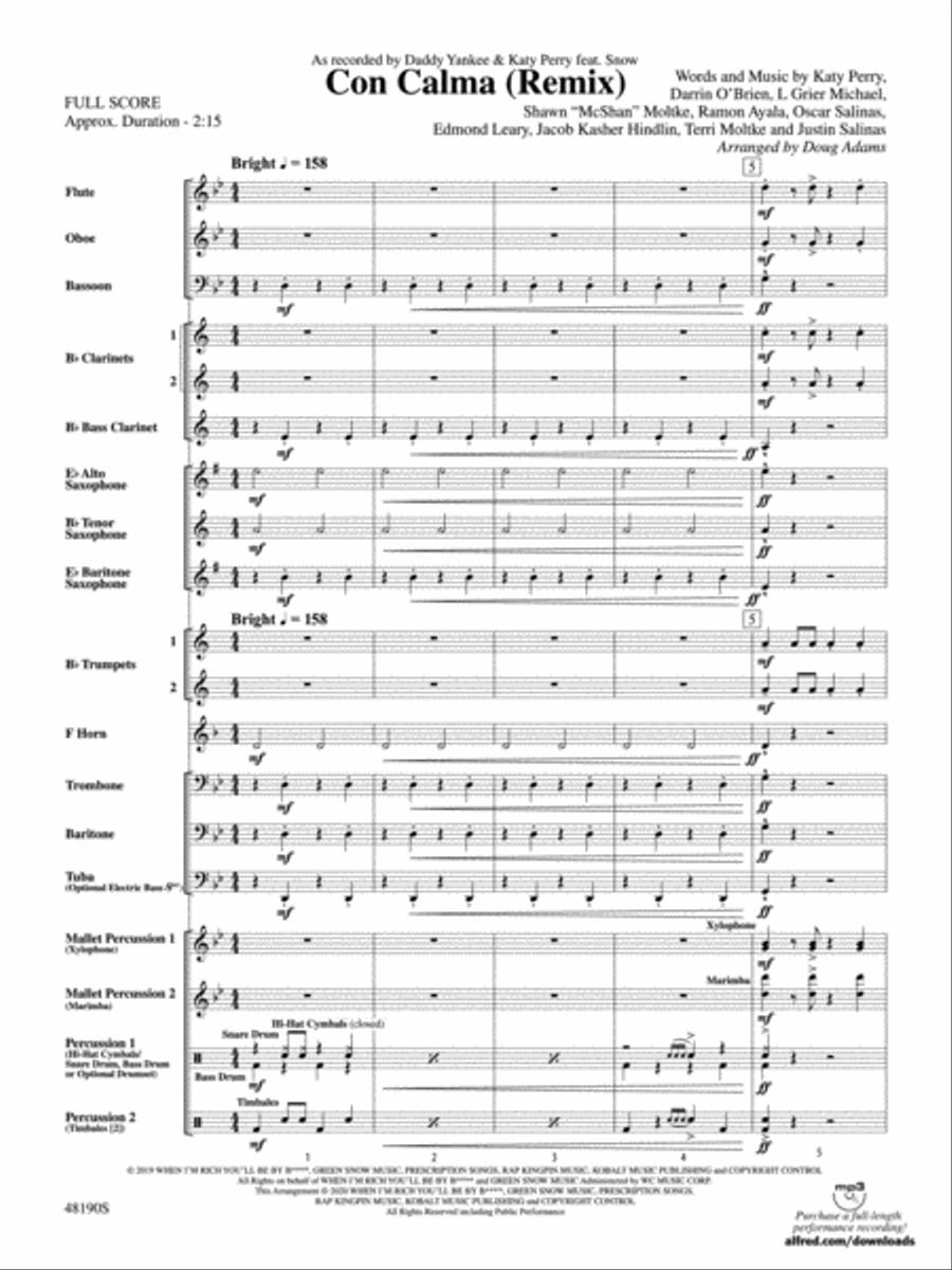 Con Calma (Remix): Score Concert Band scores gallery preview page 2