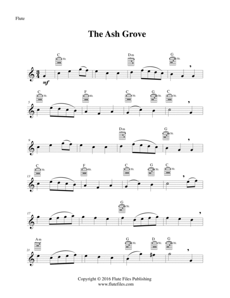 The Ash Grove - Flute Solo with Guitar Chords image number null