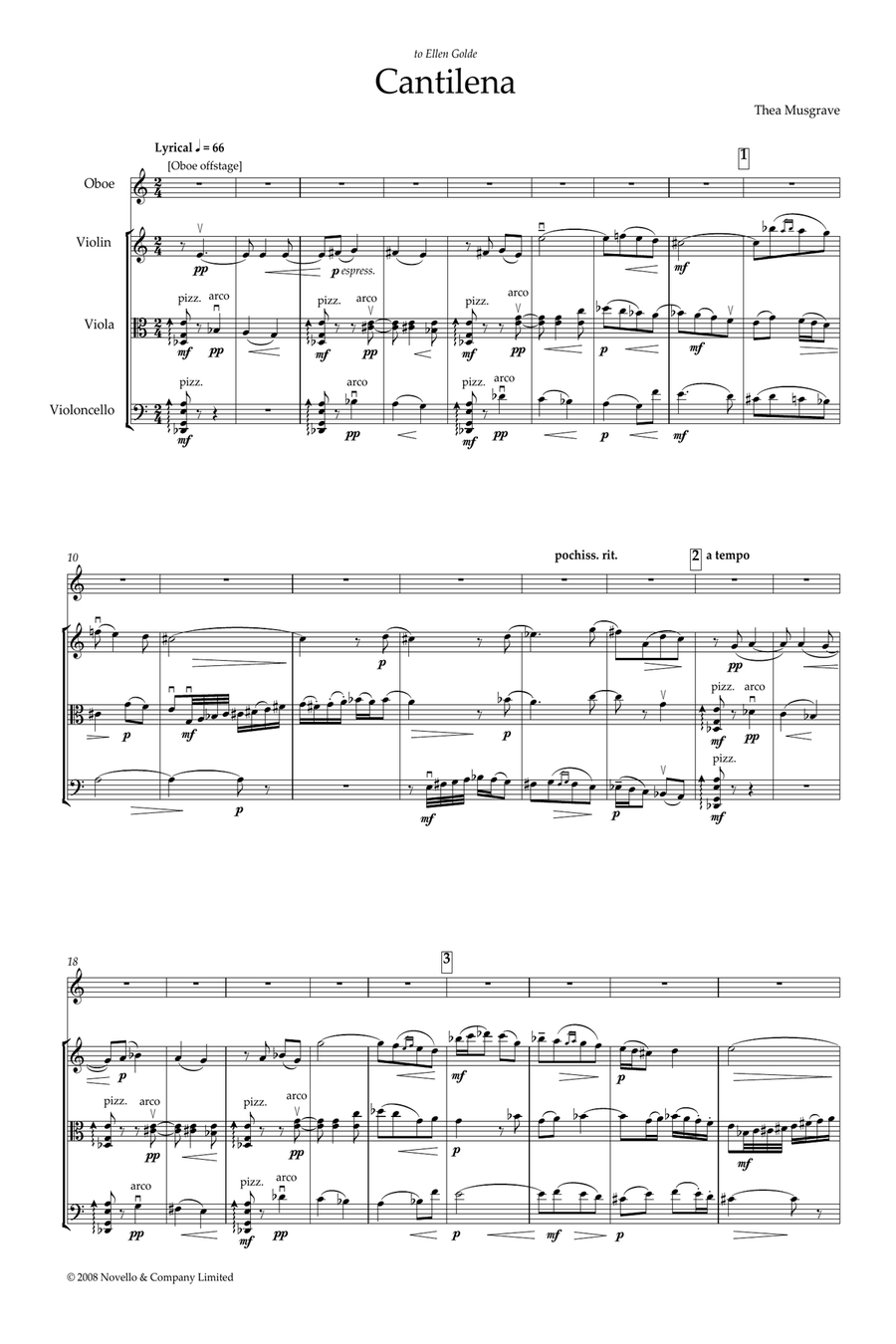 Cantilena for Oboe Quartet (full score) Woodwind Quartet scores gallery preview page 1