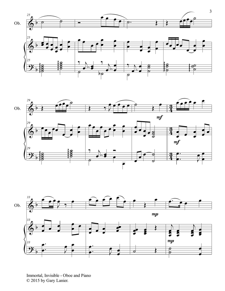 IMMORTAL, INVISIBLE (Duet – Oboe and Piano/Score and Parts) Woodwind Duet scores gallery preview page 4