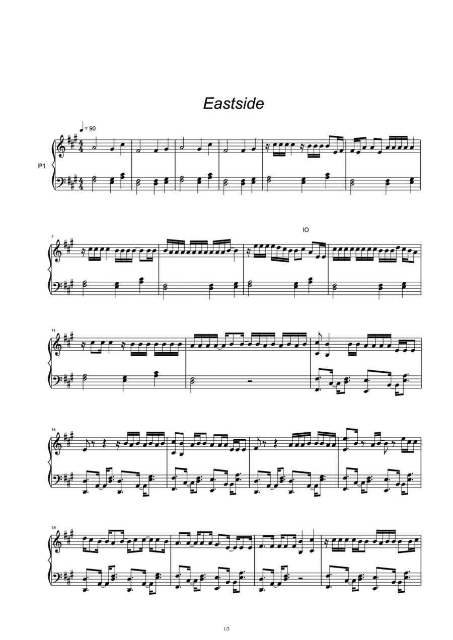 Eastside Eastside Piano Solo scores gallery preview page 1