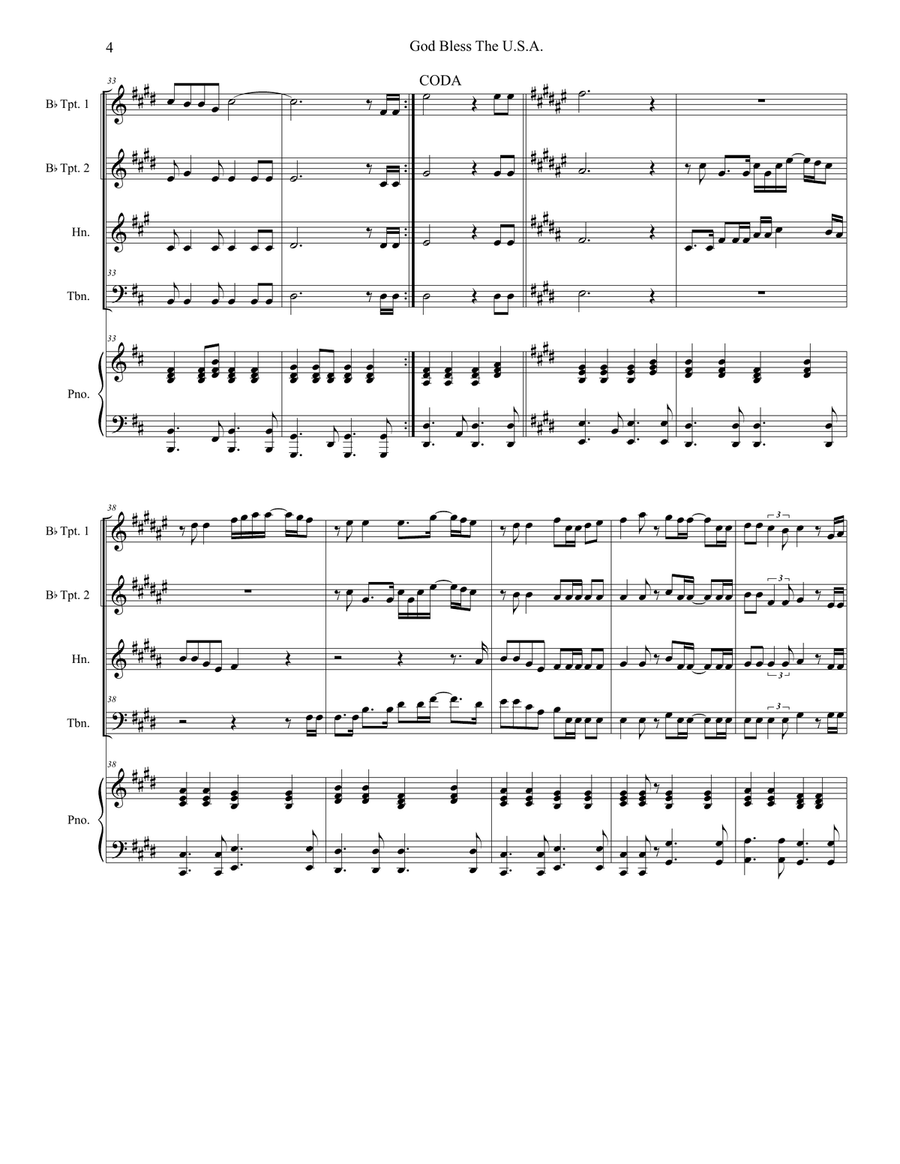 God Bless The U.S.A. Brass Ensemble scores gallery preview page 4