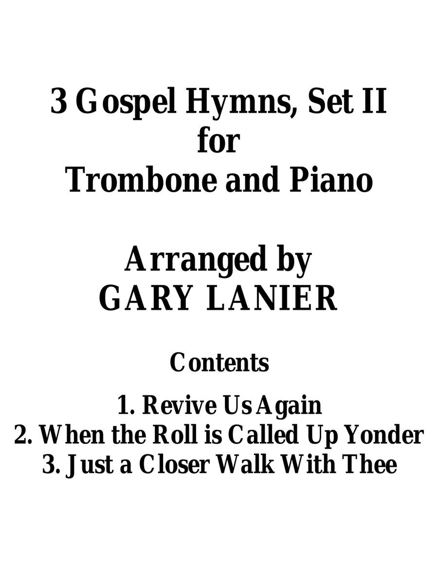 3 GOSPEL HYMNS, SET II (Duets for Trombone & Piano) Trombone Duet scores gallery preview page 2