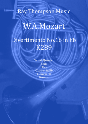 Book cover for Mozart: Divertimento No.16 in Eb K289 - wind quintet