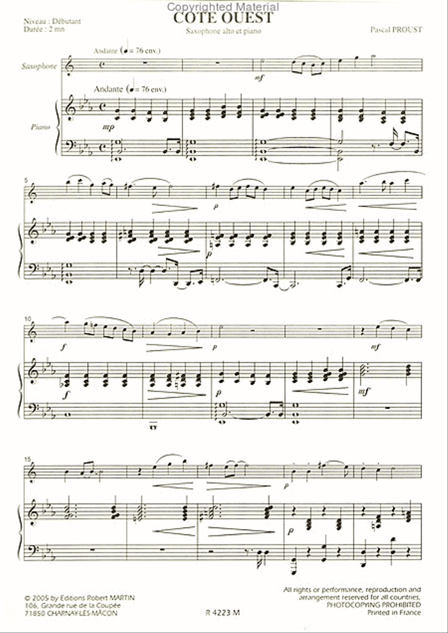 Côte ouest Côte ouest Piano Accompaniment scores gallery preview page 2