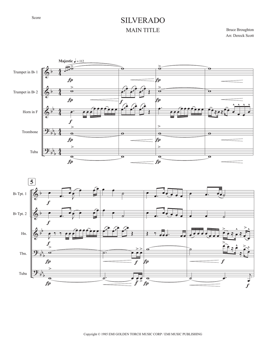 Silverado -main Title Silverado -main Title Brass Ensemble scores gallery preview page 1