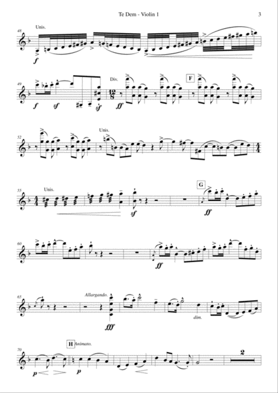 Elgar - Te Deum - Reduced Orchestration - Violin 1 Chamber Orchestra scores gallery preview page 3