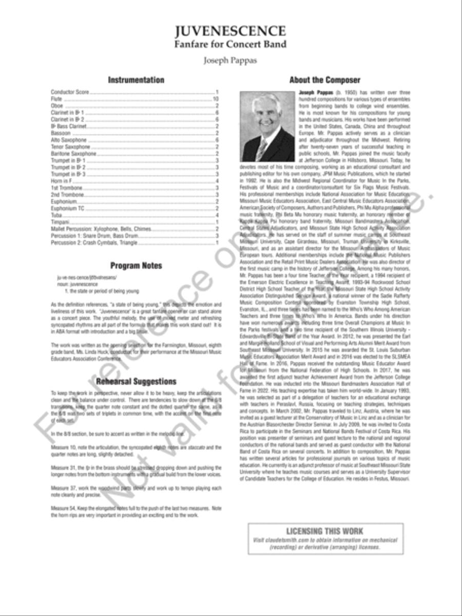 Juvenescence Juvenescence Concert Band scores gallery preview page 3