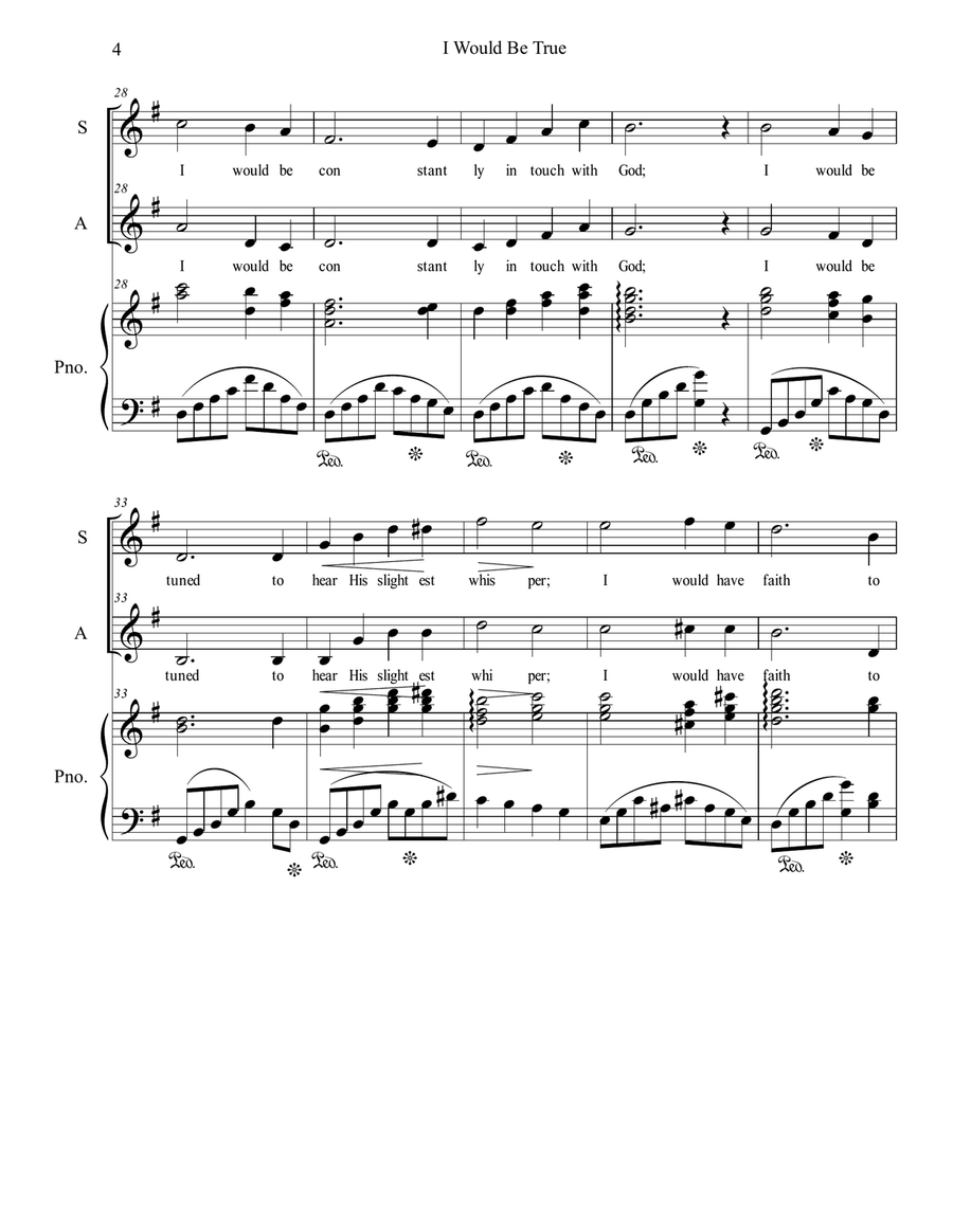 I Would Be True Alto Voice scores gallery preview page 4