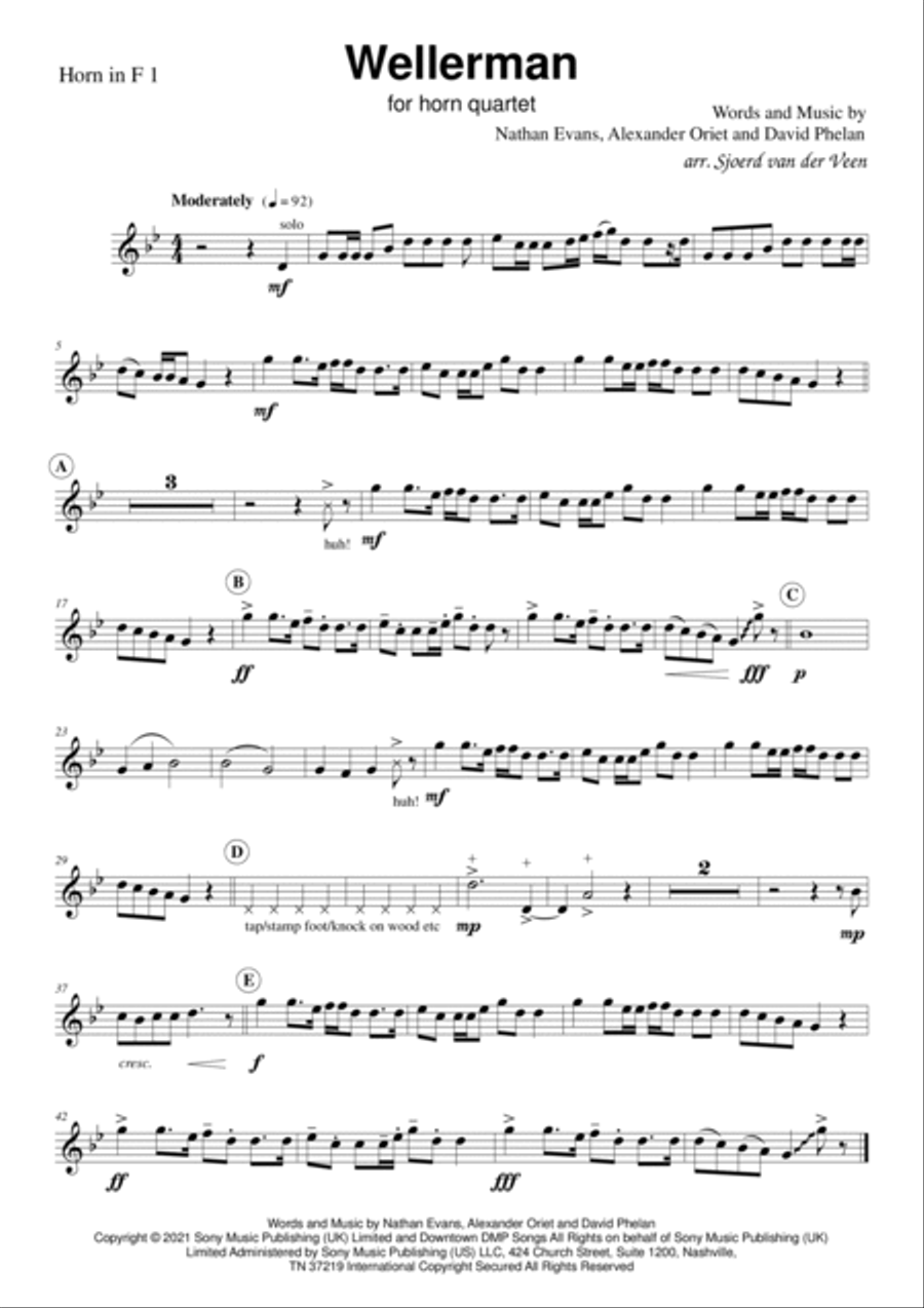 Wellerman Wellerman Brass Quartet scores gallery preview page 5