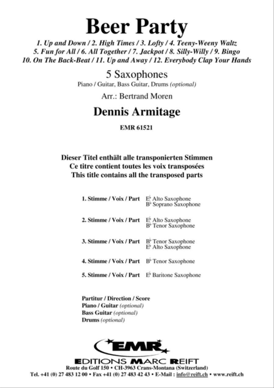 Beer Party Saxophone Quintet scores gallery preview page 2