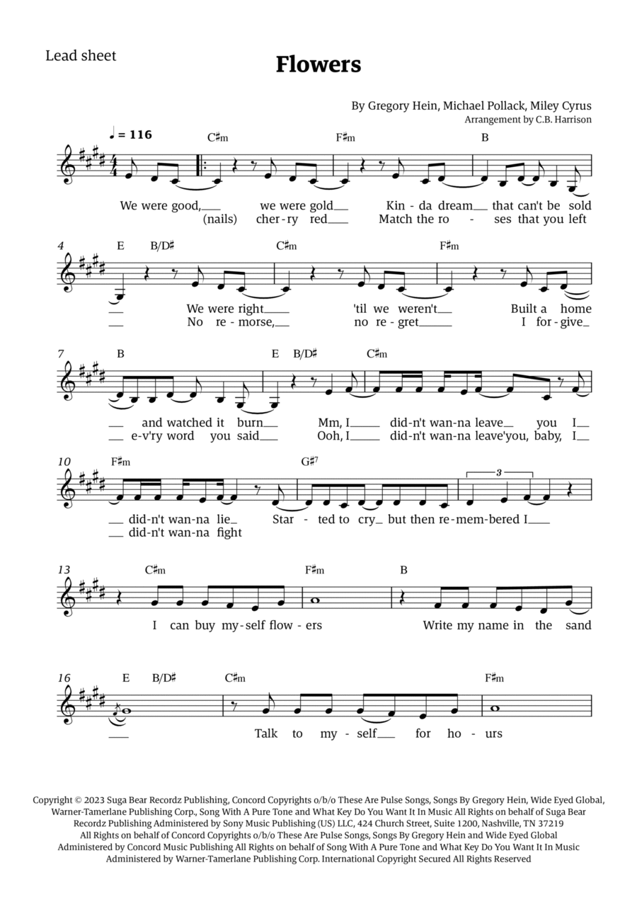 Flowers Flowers Easy Piano scores gallery preview page 1
