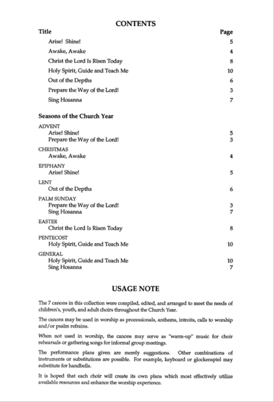 Canons for the Church Year, Set 1 Unison Choir scores gallery preview page 2